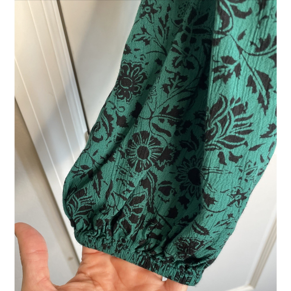 Knox Rose Women's Boho Dark Floral Blouse Sz XXL DK Green Long Sleeve Whimsigoth - Picture 7 of 15